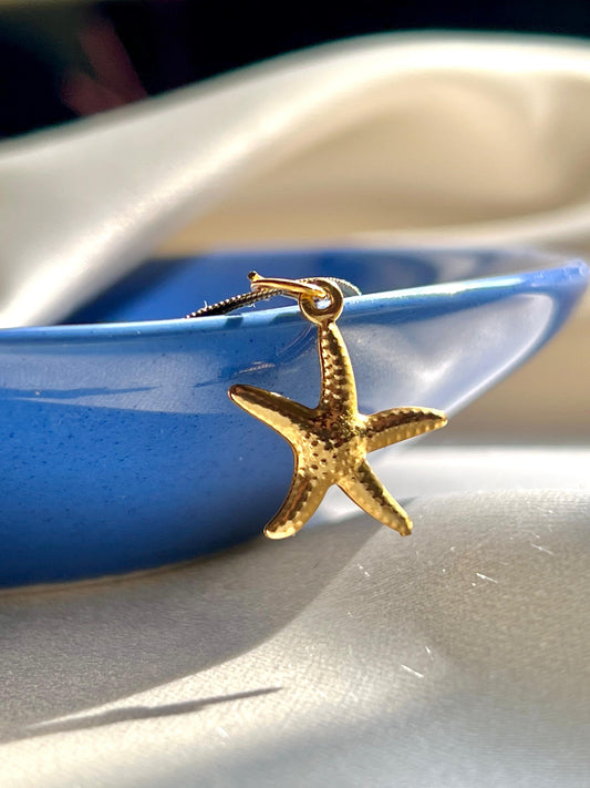 Gold starfish pendant made with love