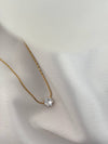 Dainty Gold CZ Solitaire Necklace