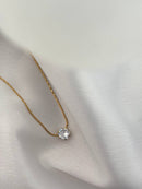 Dainty Gold CZ Solitaire Necklace