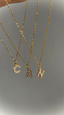 18K Gold Plated Initial Letter Necklace | Crystal Pave Pendant | Dainty Personalized Jewelry