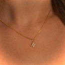18K Gold Plated Initial Letter Necklace | Crystal Pave Pendant | Dainty Personalized Jewelry