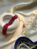 Red beaded crimson bracelet,elegant,handmade