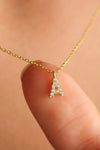 18K Gold Plated Initial Letter Necklace | Crystal Pave Pendant | Dainty Personalized Jewelry