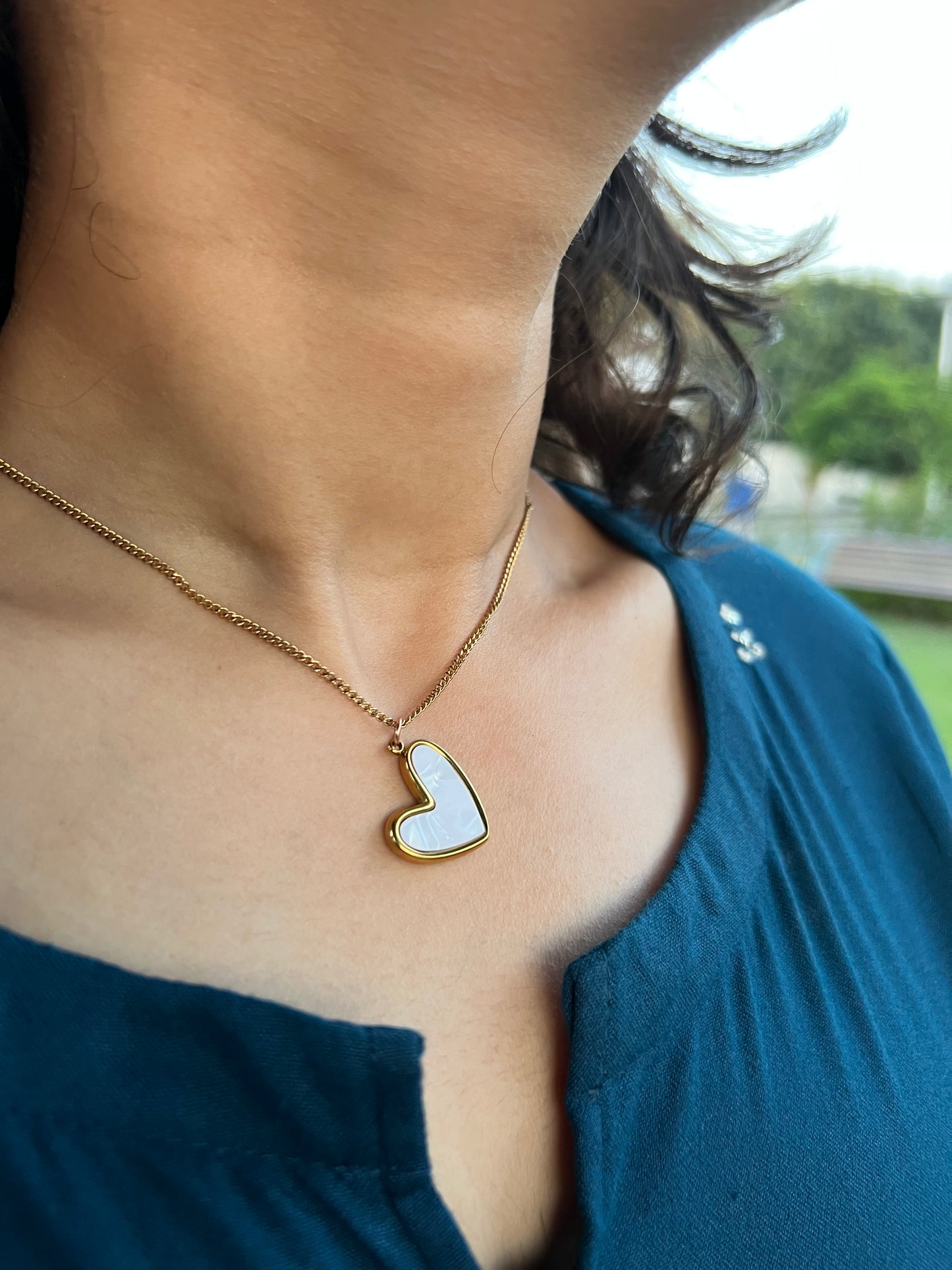 Golden Glow- White Pearl Necklace