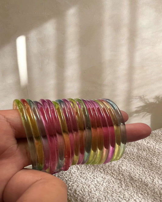 Motiyaar Premium Light Multi Color Glass Bangles