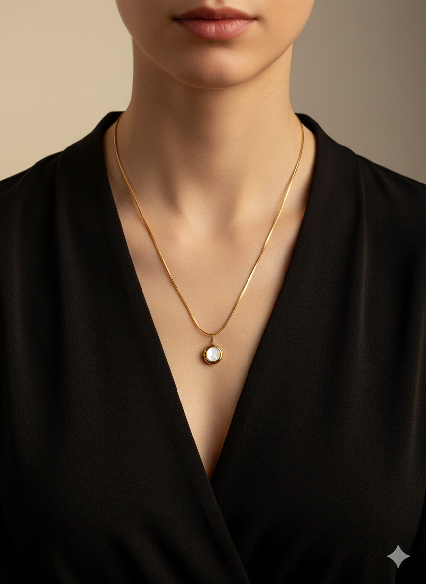 Luna Glow – White Pearl & Gold Necklace