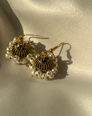 Noor Luxe Crystal Jhumka Earrings Pearl and Festive Colors