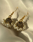 Noor Luxe Crystal Jhumka Earrings Pearl and Festive Colors