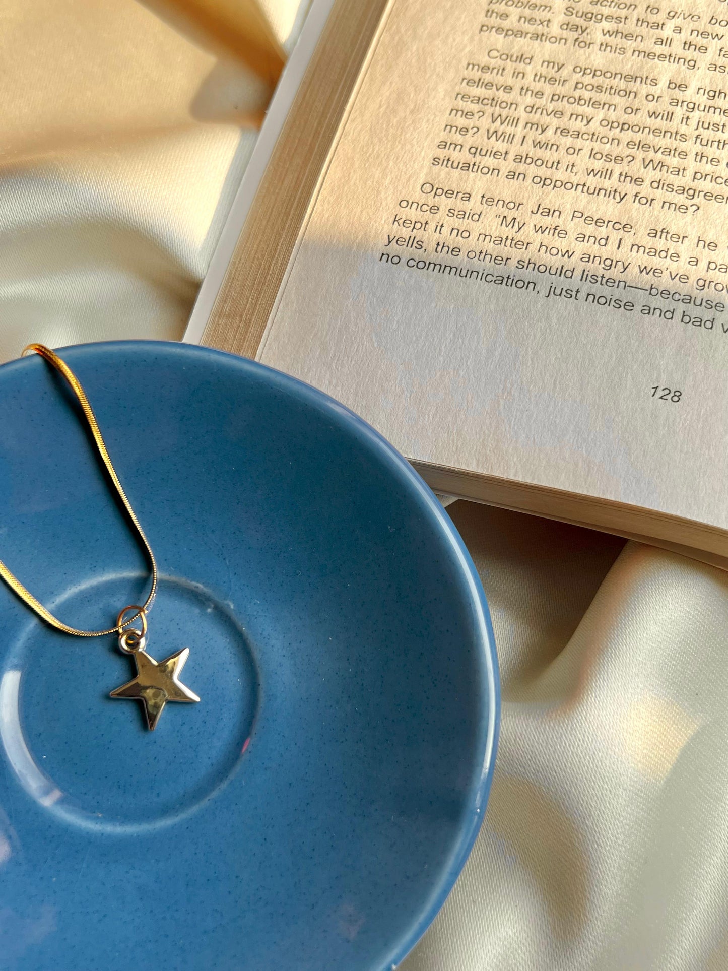 Star-shaped pendant, golden, handmade