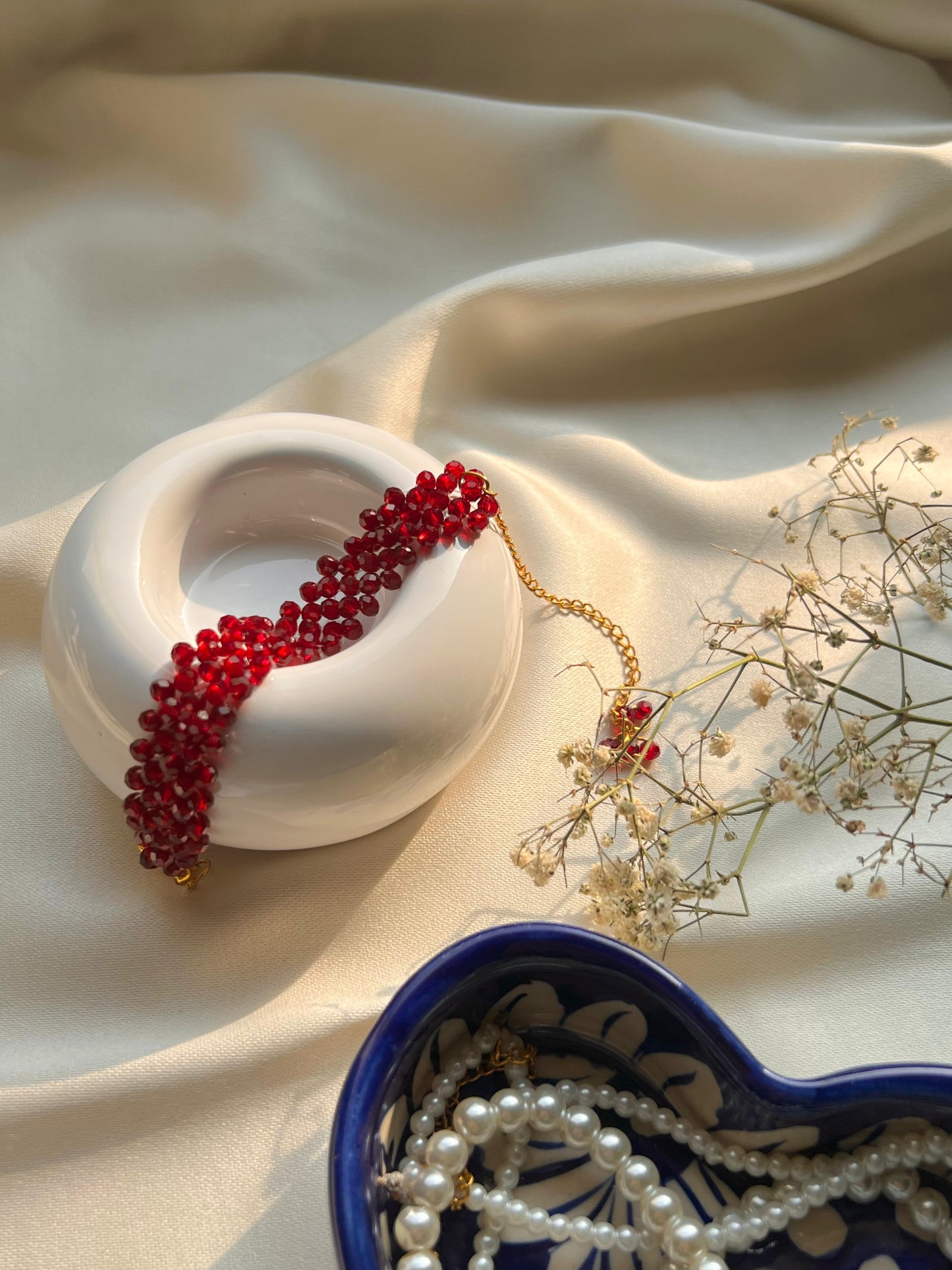 Crimson Charm Beaded Bracelet