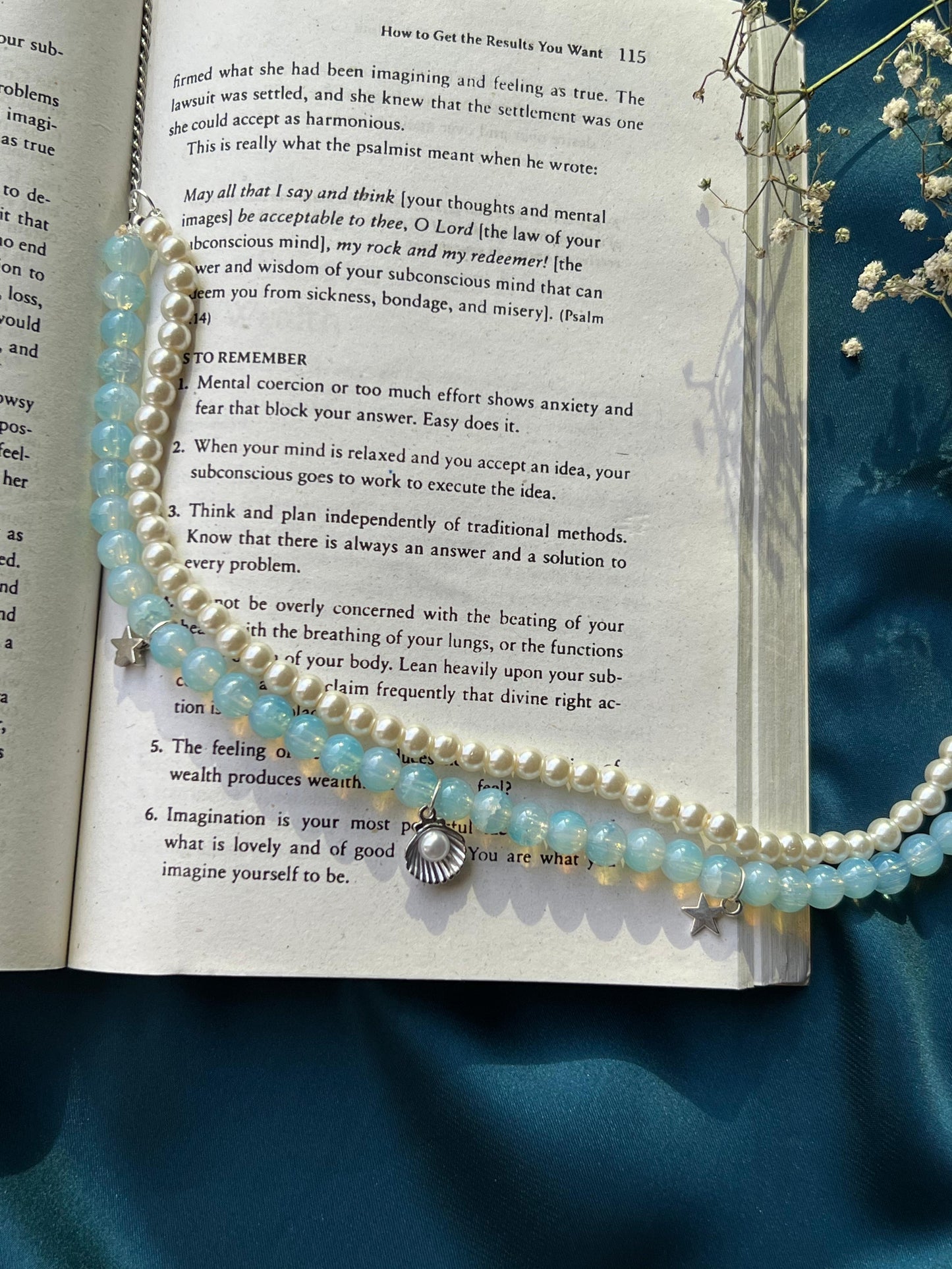 Ocean Breeze White & Blue Beaded Necklace