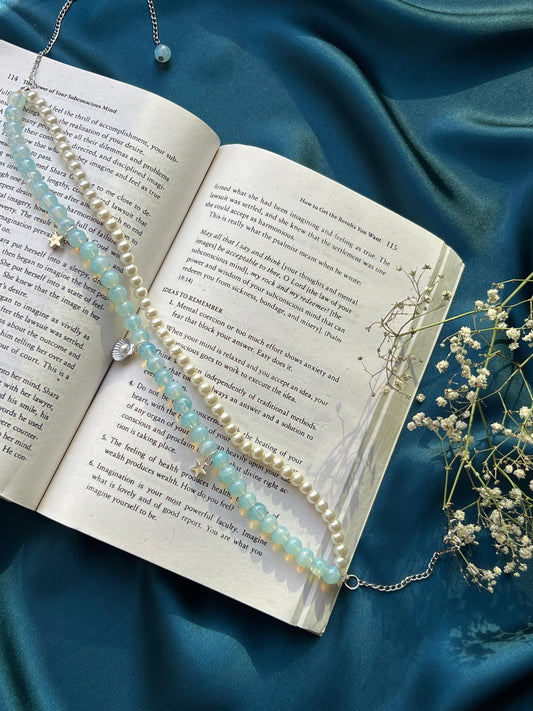 Ocean Breeze White & Blue Beaded Necklace