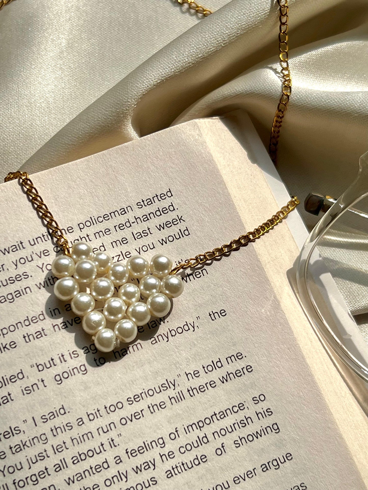 Heart Shaped White Beaded Necklace