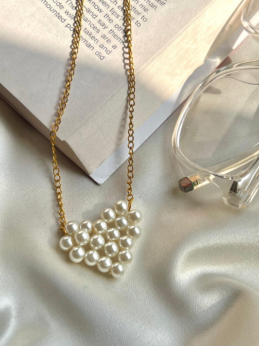 Heart Shaped White Beaded Necklace