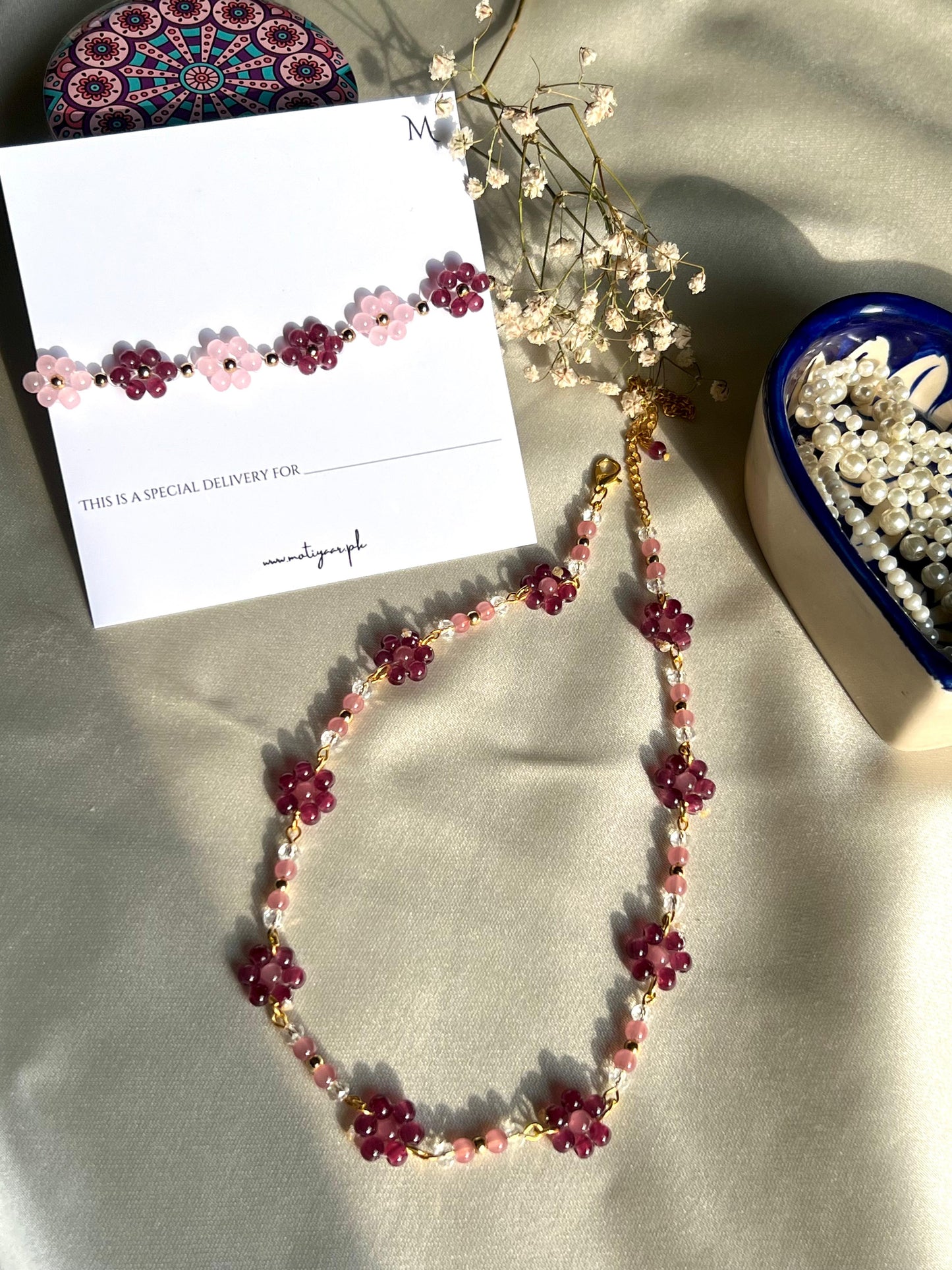 Flower Necklace & Bracelet Set