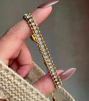 Luxury Double Row Gold Tennis Bracelet with Cubic Zirconia