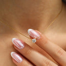 Dainty Gold CZ Solitaire Necklace