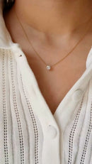 Dainty Gold CZ Solitaire Necklace