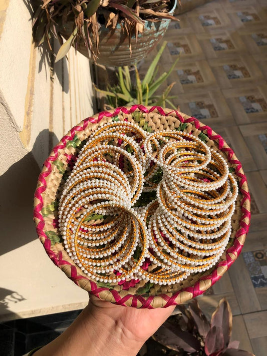 Hania Amir Trendy White Pearl Bangles