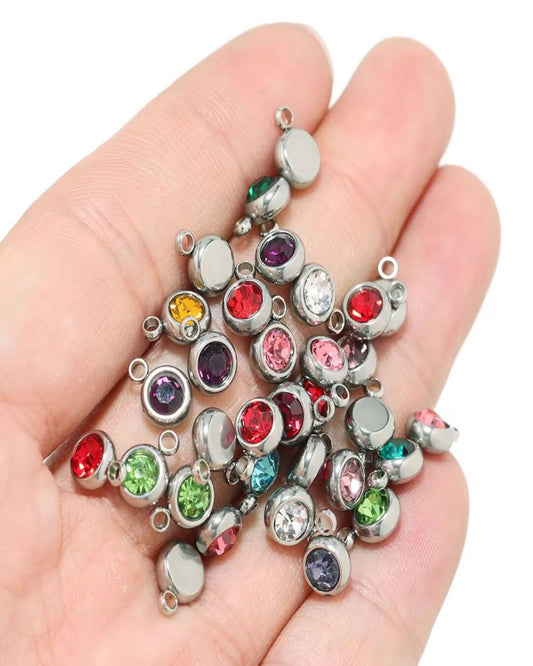 Birthstone Silver Charms