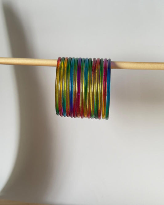 Motiyaar Premium Dark Multi Color Glass Bangles